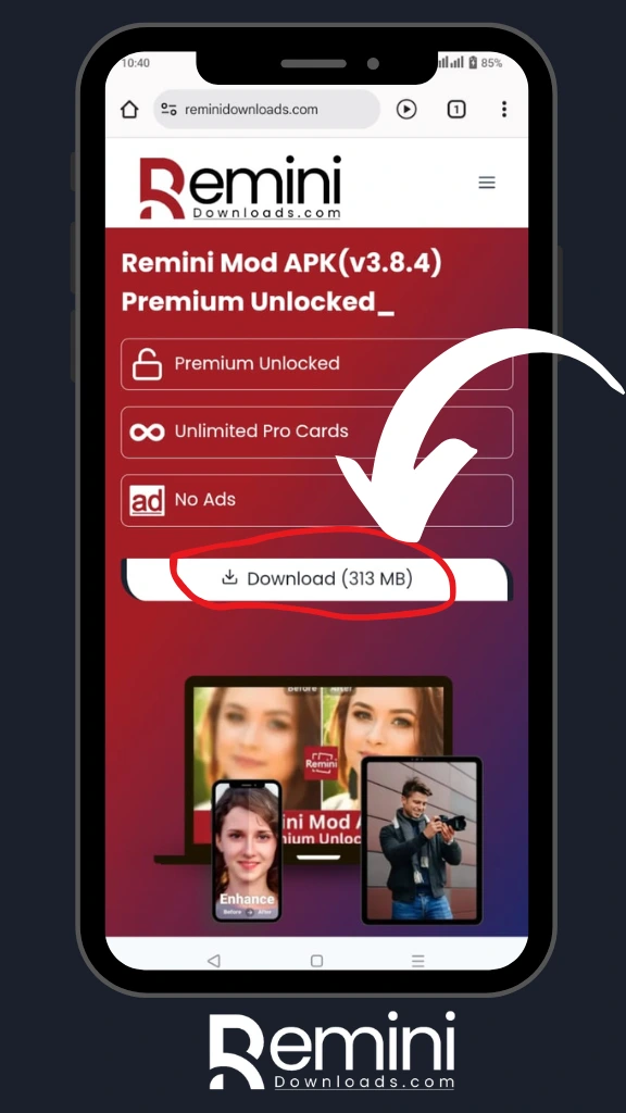 Remini Mod APK  v 3.8.5(2025)– Premium unlocked | No ads 14 Download Remini Mod APK - Step one