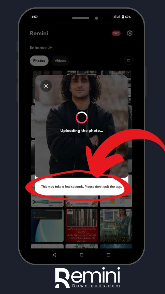 How to Use Remini AI Clay Filter - Step-by-Step User Guide 13 wait for uploading